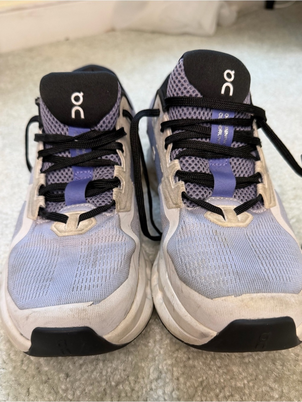 On Womans Cloudrunner 2 Sneakers in Light Purple and Black